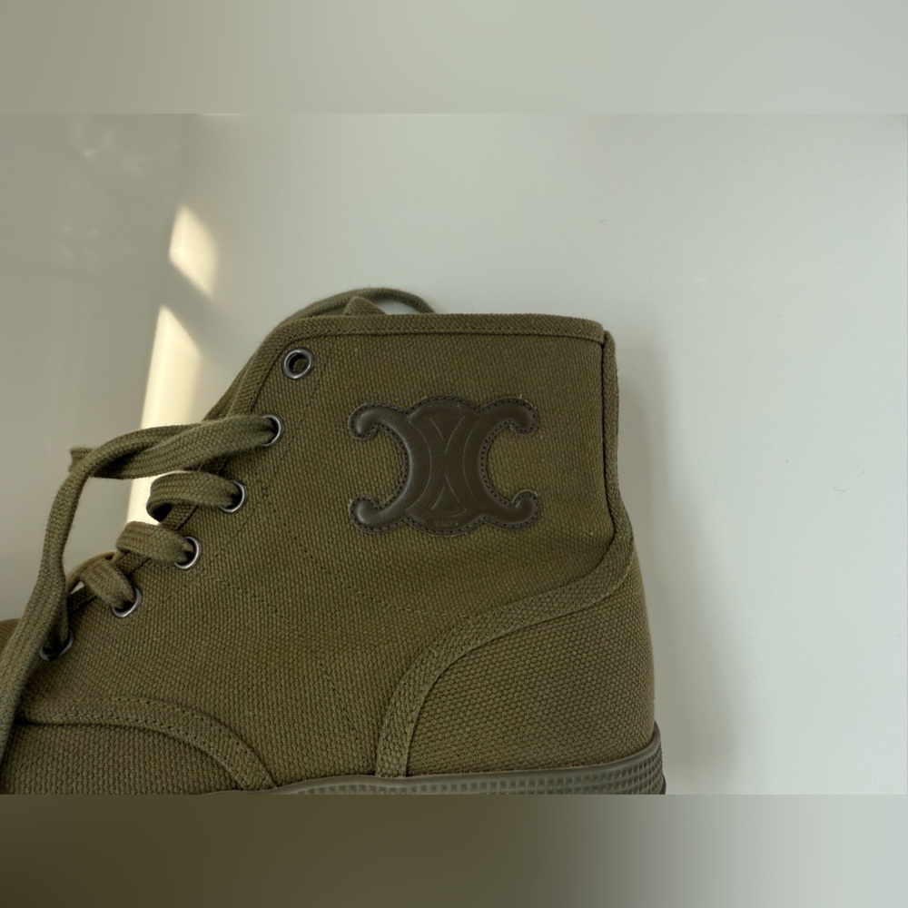 Celine patapans canvas lace up boot sneaker green size 38 - Picture 2 of 7
